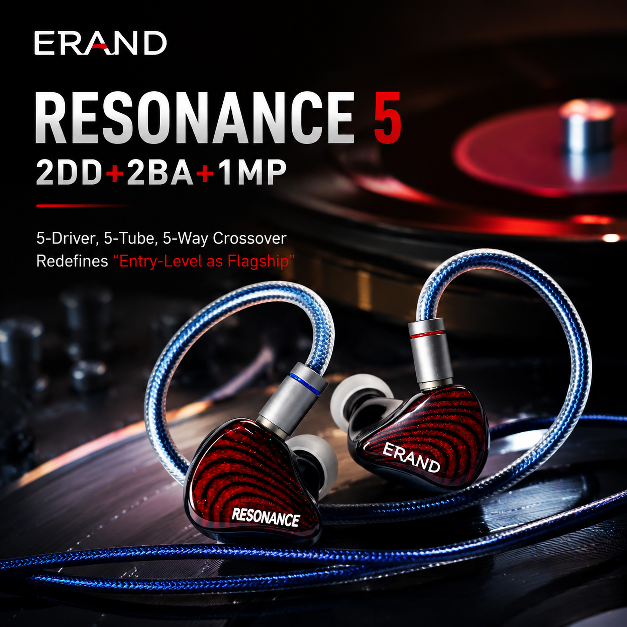 ERAND RESONANCE 5 RED 2DD+2BA+ - Audiophile Headphone Wired recension och pris