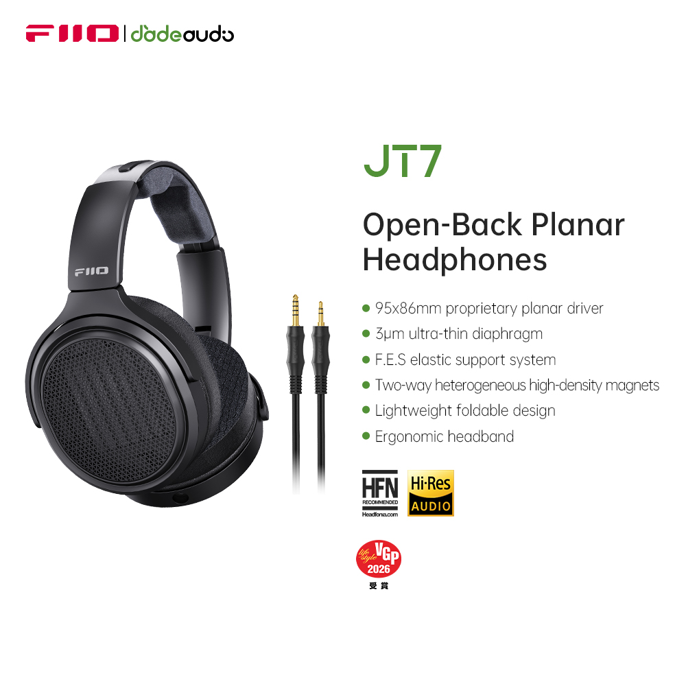 FiiO JT7 Over-Ear Planar Magne - Audiophile Headphone Wired recension och pris
